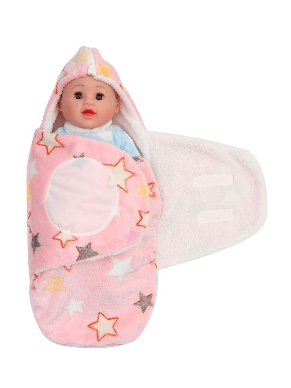 Infant Swaddling  Soft Warm Hooded Wrap Blanket