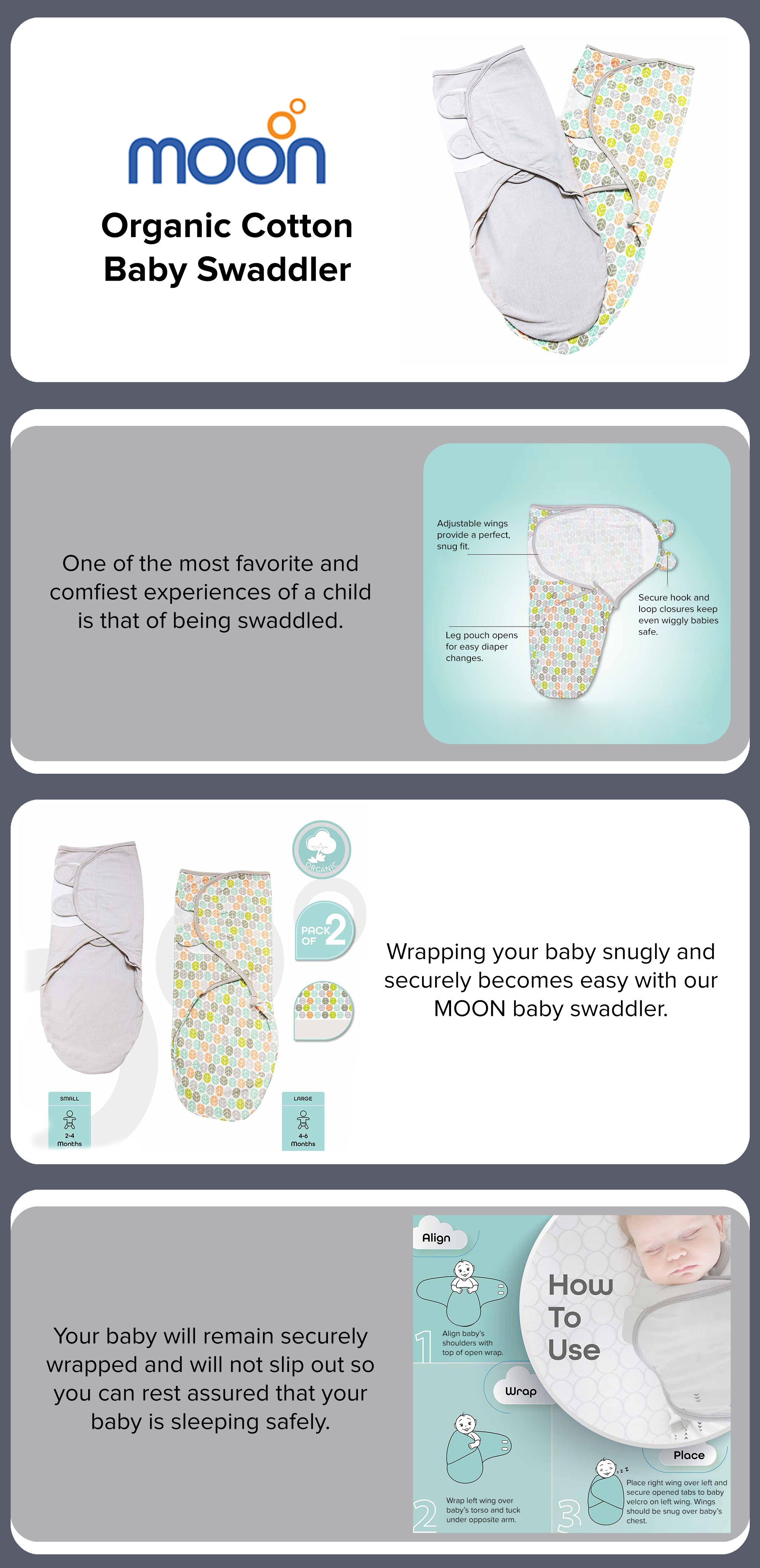 Organic Cotton Baby Swaddler Pack Of 2