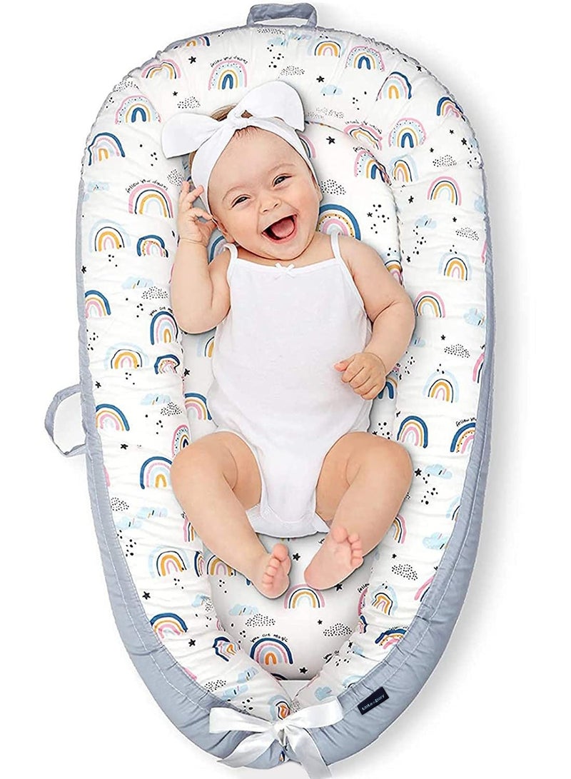 Soft Breathable Fiberfill Newborn Lounger Bed - Sunshine Grey