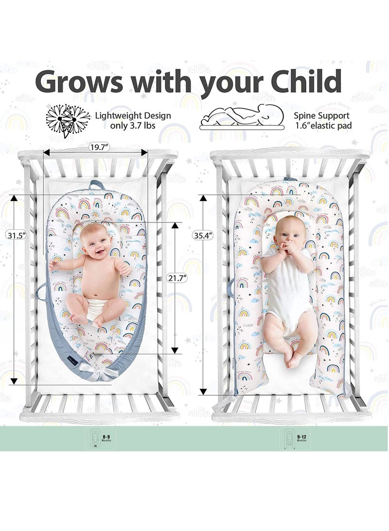 Soft Breathable Fiberfill Newborn Lounger Bed - Sunshine Grey