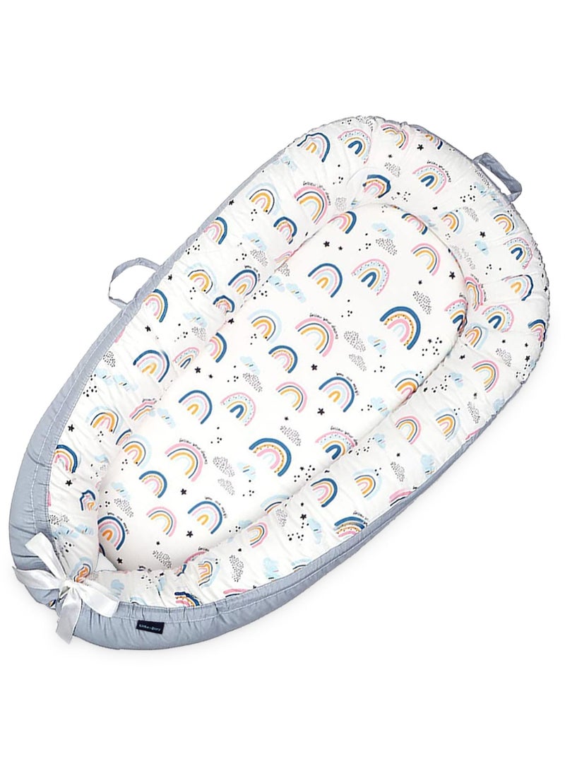 Soft Breathable Fiberfill Newborn Lounger Bed - Sunshine Grey