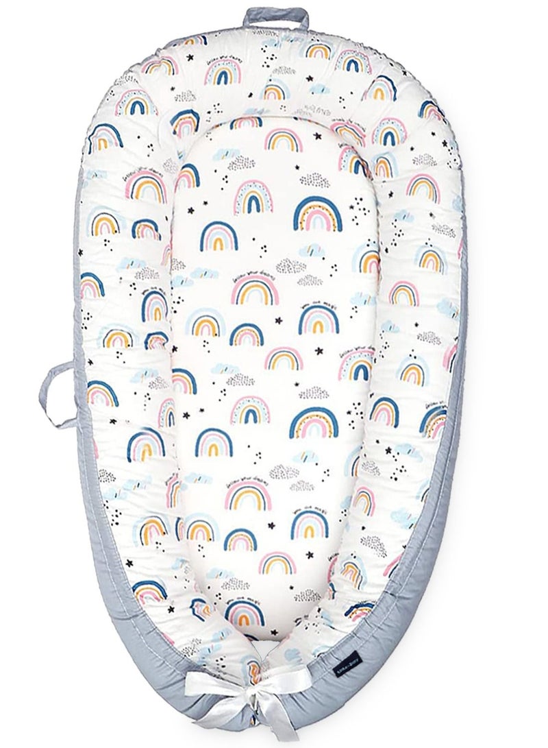 Soft Breathable Fiberfill Newborn Lounger Bed - Sunshine Grey
