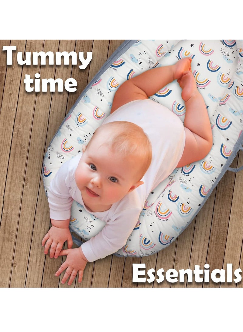 Soft Breathable Fiberfill Newborn Lounger Bed - Sunshine Grey