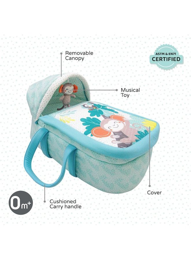 Jungle Friends Moses Basket, Bedside Sleeper, Travel Carrycot, 0m+