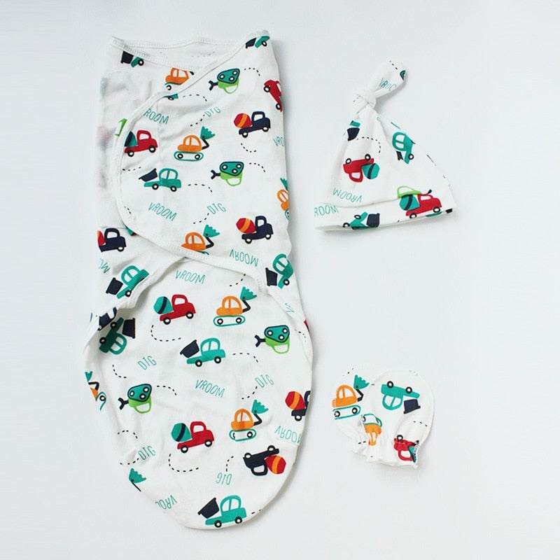 3-Piece Baby's Swaddling Anti-Scratch Sleeping Bag Set