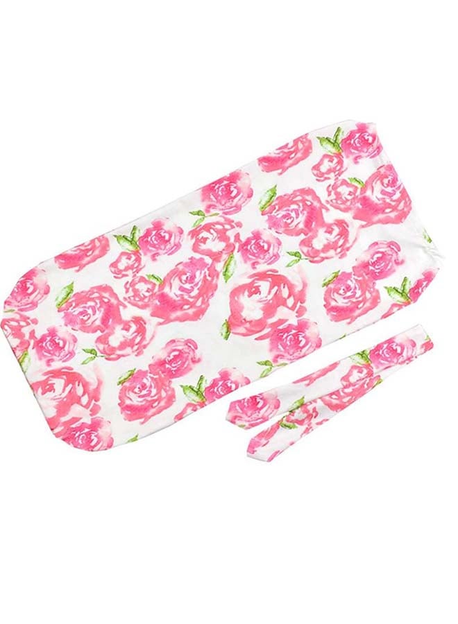 Floral Printed Cotton Blanket With Headband