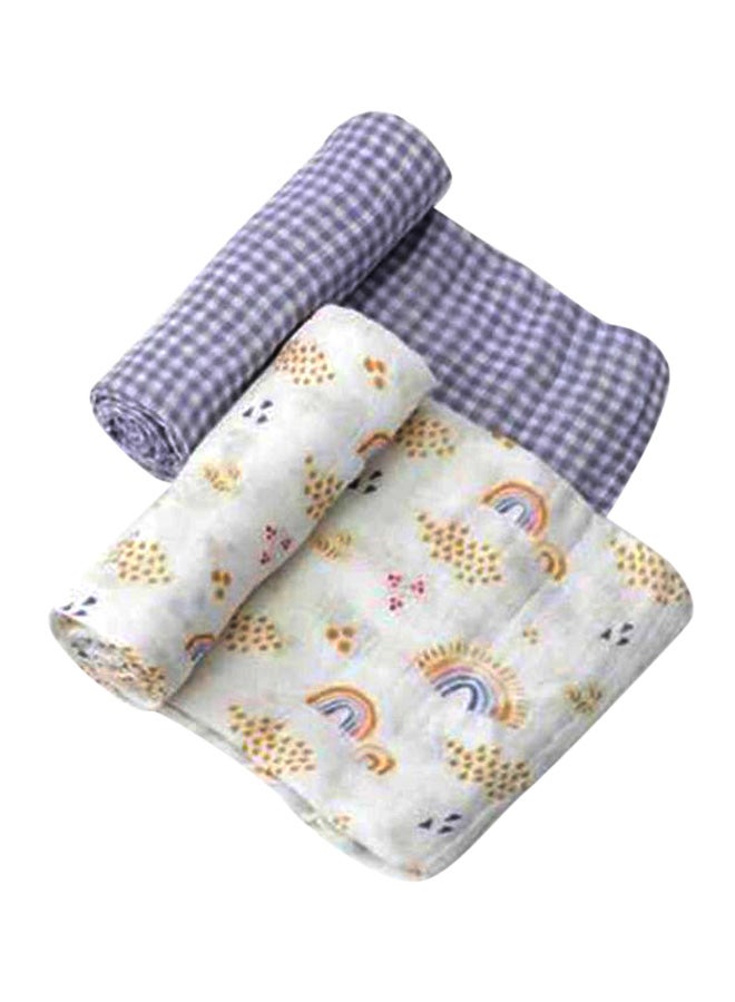 Deluxe Muslin Swaddle 2 Pack Set Rainbow Gingham