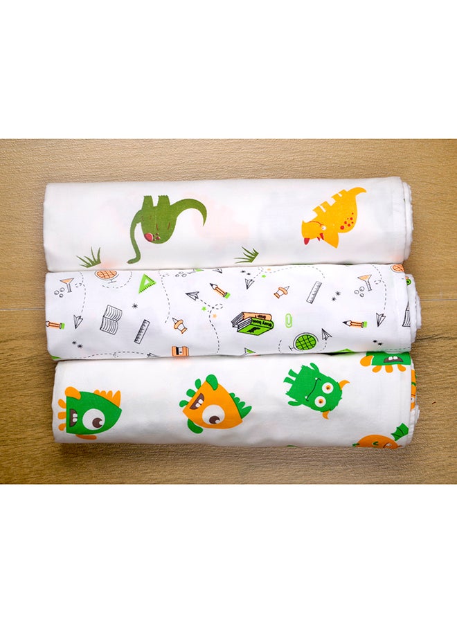 3-Piece Printed Cotton Swaddle Blanket