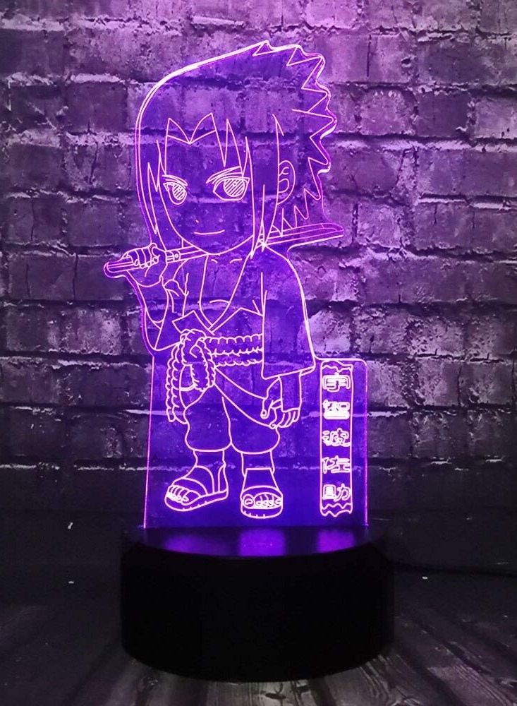 Cartoon 3D LED Night light Vortex sasuke Naruto 7 Color Crack Change Sleep Mood Holiday Party Xmas Friend Gift
