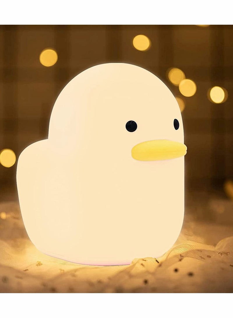 Cute LED Silicone Duck Night Light for Kids, Rechargeable Night Lamp with Touch Sensor