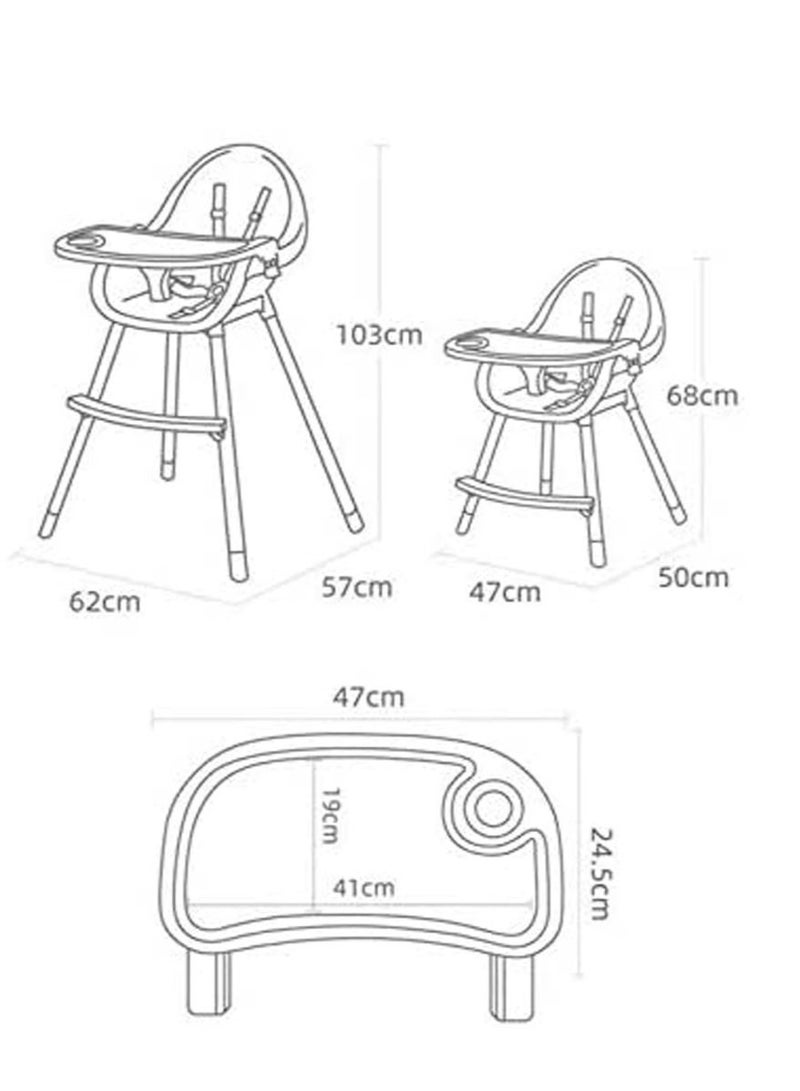 Baby Dining Chair 3-in-1 Portable High Chairs