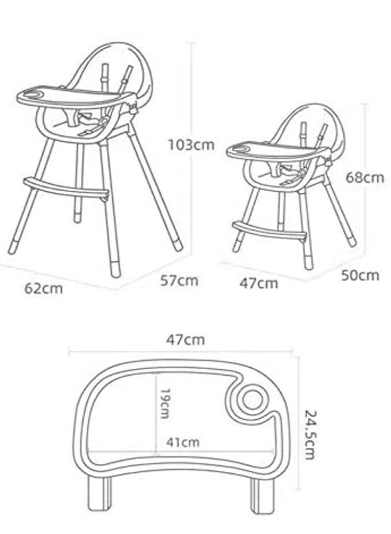 Baby Dining Chair 3-in-1 Portable High Chairs