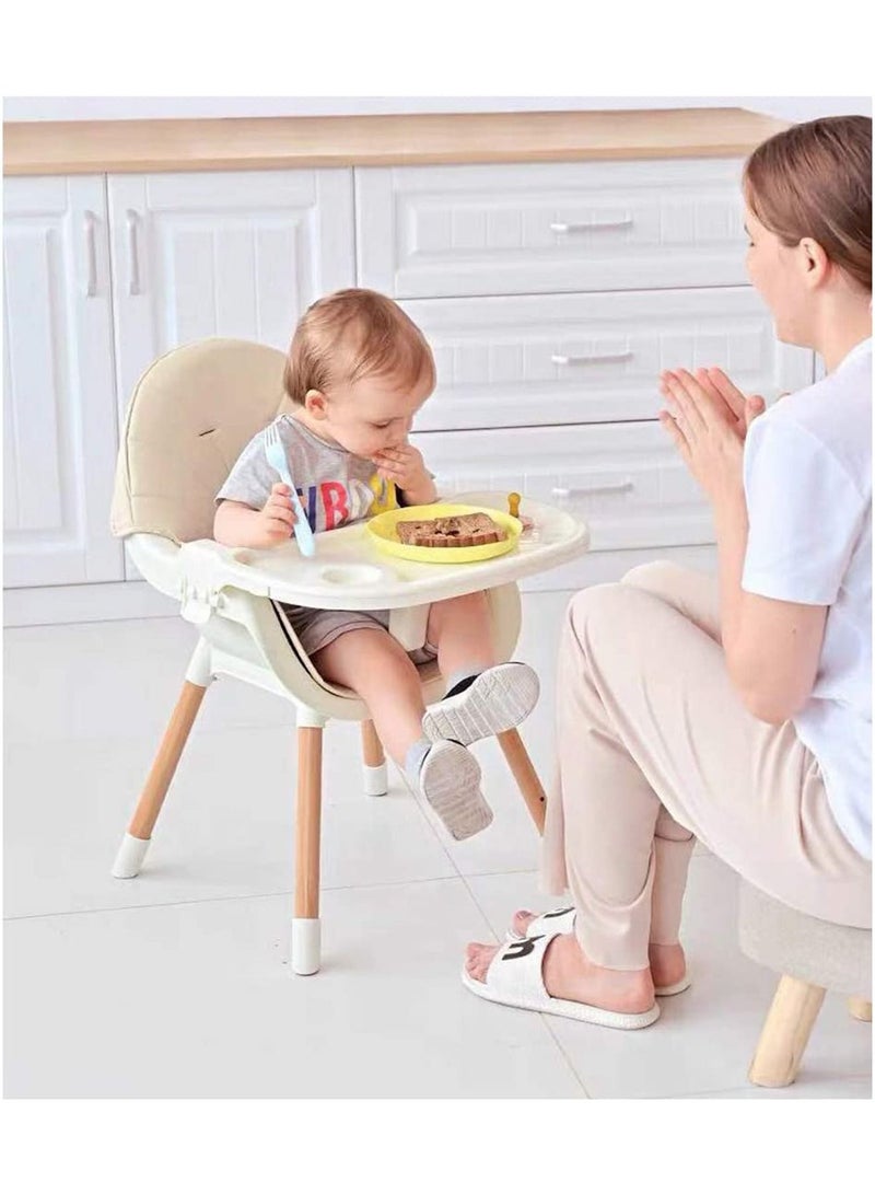 Baby Dining Chair 3-in-1 Portable High Chairs， Adjustable Height Foldable Toddler Seat， Safe Toddler's Dining Chair with Meal Tray for Your Baby (white+blue)