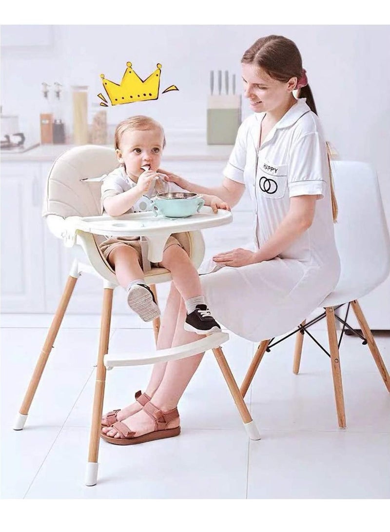 Baby Dining Chair 3-in-1 Portable High Chairs， Adjustable Height Foldable Toddler Seat， Safe Toddler's Dining Chair with Meal Tray for Your Baby (white+blue)