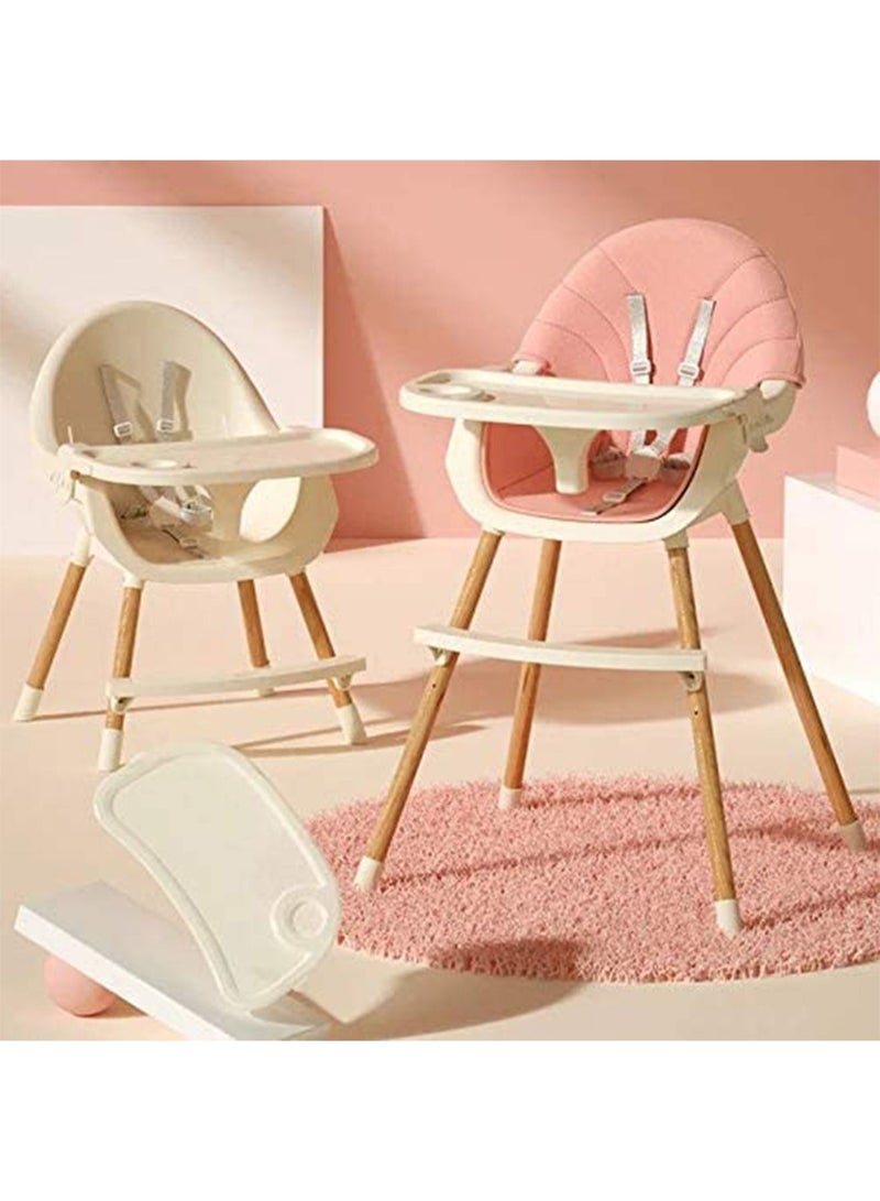 Baby Dining Chair 3-in-1 Portable High Chairs ，Adjustable Height Foldable Toddler Seat ，Safe Toddler's Dining Chair with Meal Tray for Your Baby (white+pink)