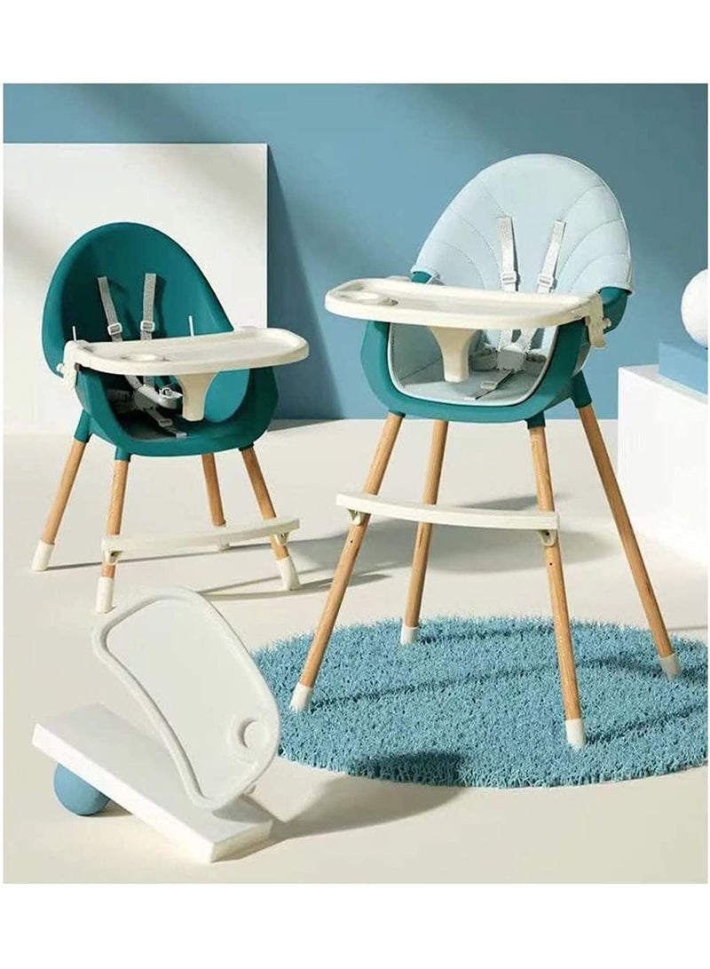 3-In-1 High Chair For Babies And Toddlers Dining Adjustable Height - Green/Blue