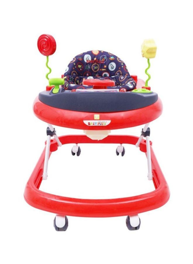 Foldable Baby Walker With 3 Position Adjustable Height And Musical Toy Bar