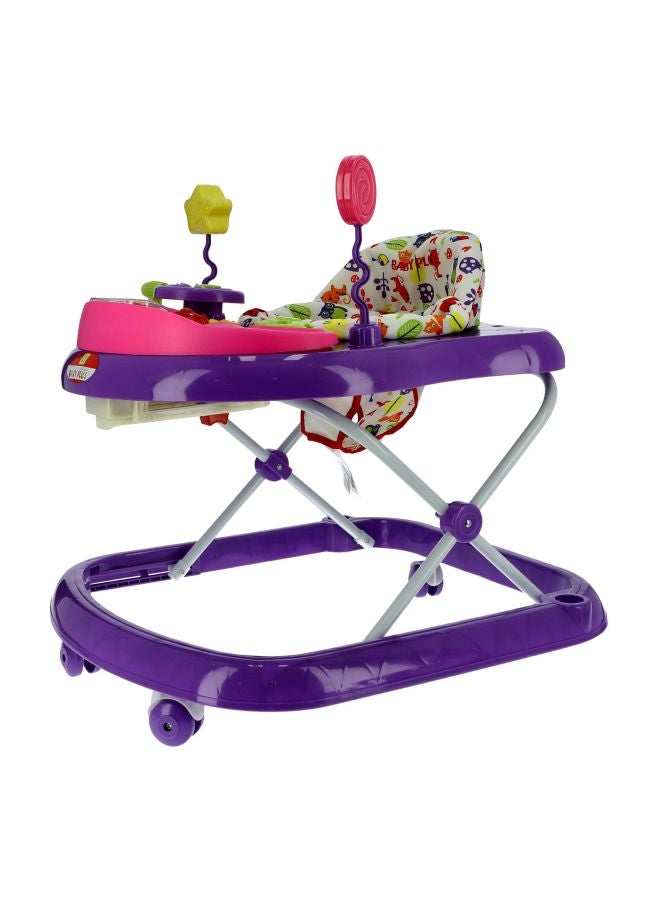 Foldable Kids Walker With 3 Position Adjustable Height And Musical Toy Bar