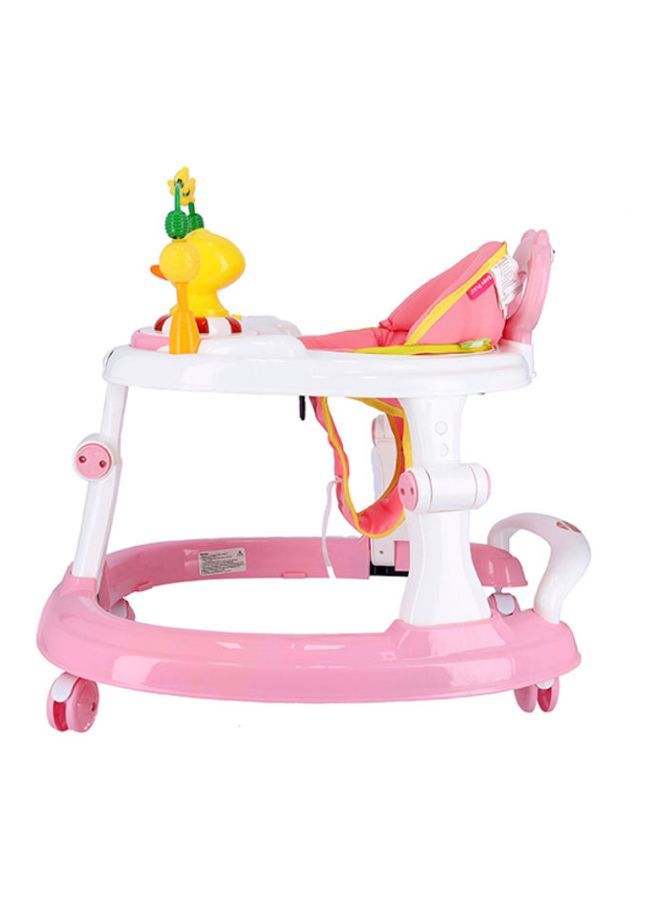 2 in-1 Round Activity Baby Push Walker With 3 Adjustable Height And Musical Toy Bar, 6-18months- Pink