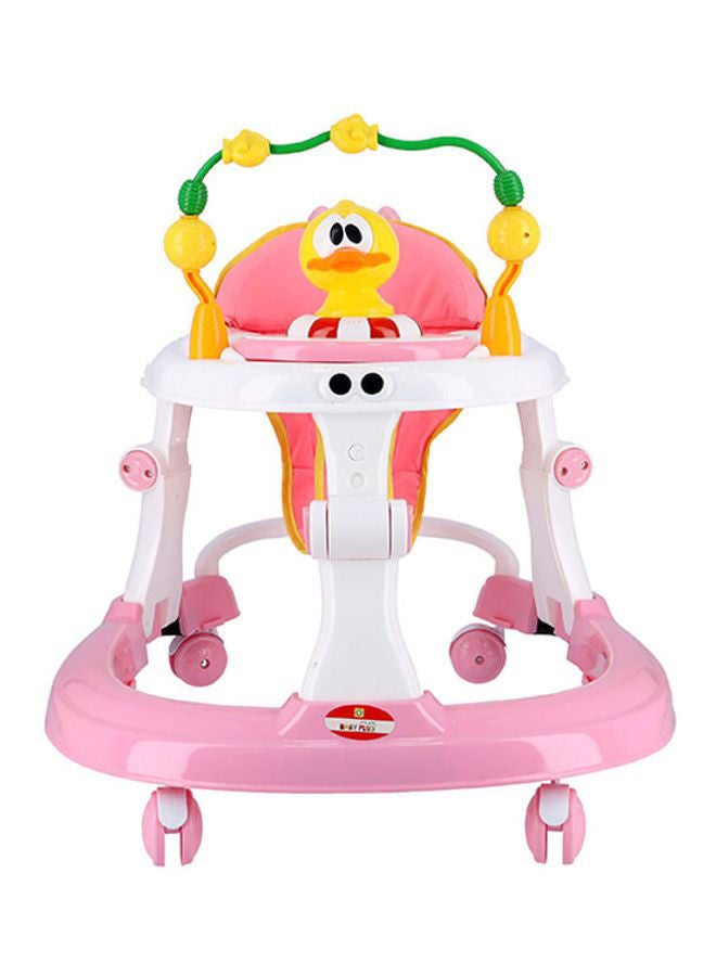 2 in-1 Round Activity Baby Push Walker With 3 Adjustable Height And Musical Toy Bar, 6-18months- Pink
