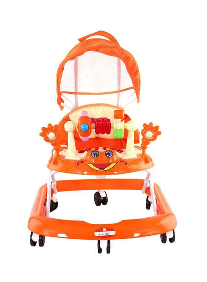 8 Wheels Stylish Lightweight Comfortable Folding Baby Walker With Canopy For Your Little One - Orange