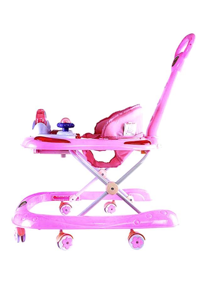 Foldable Baby Walker With Attractive Toy, Handle Comfortable, Safe And Round Corner Unisex For 3 To 24 Months - Pink