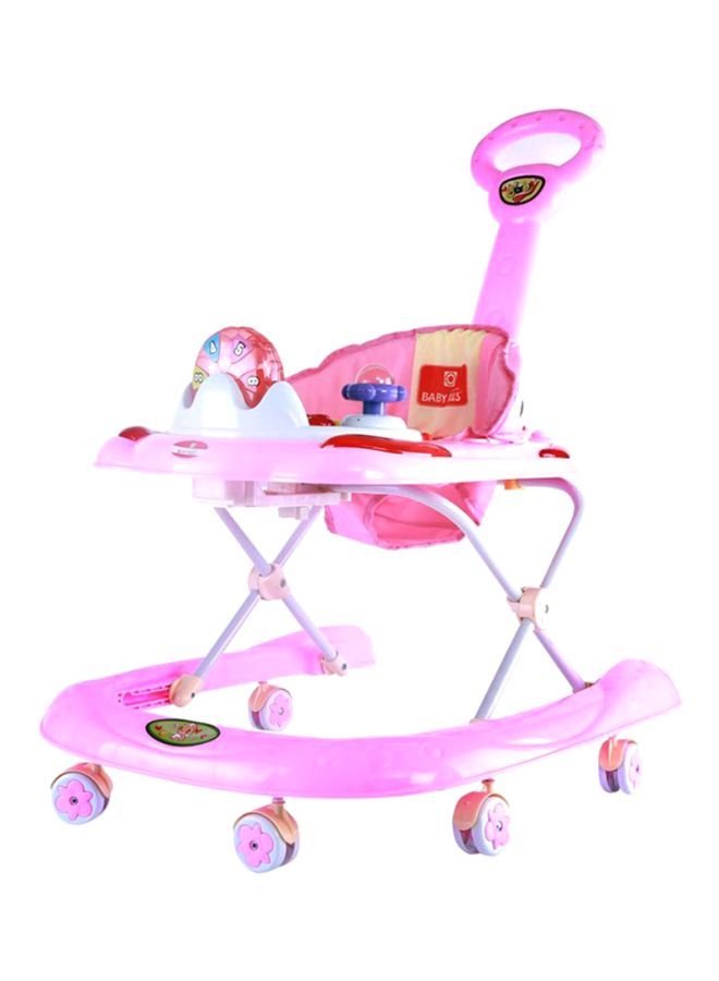 Foldable Baby Walker With Attractive Toy, Handle Comfortable, Safe And Round Corner Unisex For 3 To 24 Months - Pink