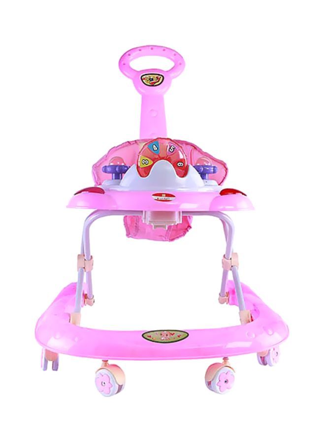 Foldable Baby Walker With Attractive Toy, Handle Comfortable, Safe And Round Corner Unisex For 3 To 24 Months - Pink