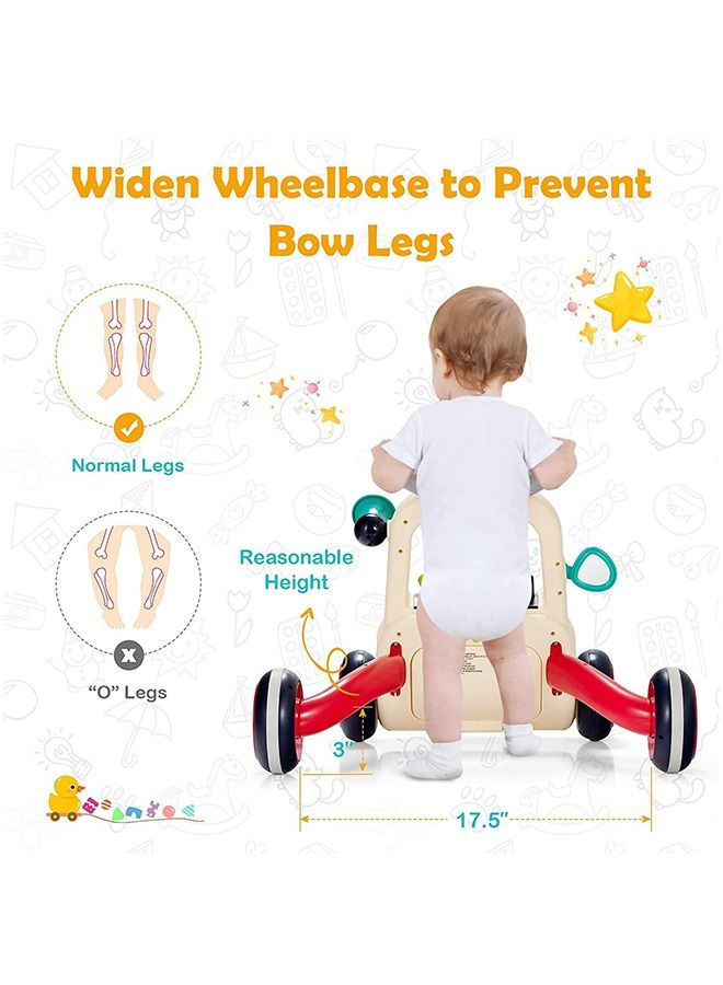 2 In 1 Baby Activity Walker For Kids Baby Push Walker For Baby With Handle Horn Rotating Pully Mirror Shapes Gears Baby Toy Rattle Bar Activity Kids Walker For Baby Boys Girls 9 To 24 Months