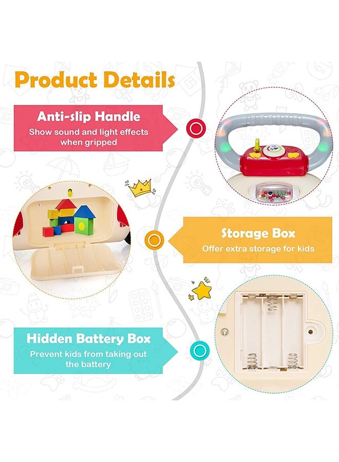 2 In 1 Baby Activity Walker For Kids Baby Push Walker For Baby With Handle Horn Rotating Pully Mirror Shapes Gears Baby Toy Rattle Bar Activity Kids Walker For Baby Boys Girls 9 To 24 Months