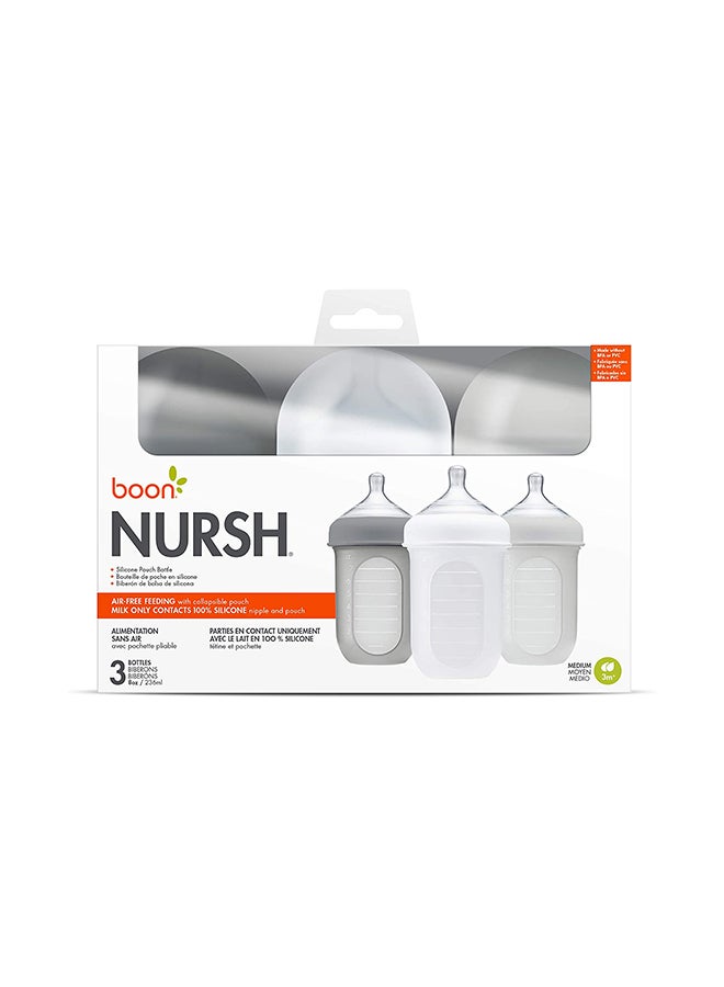 3-Piece Nursh Feeding Bottle Set (3M+) 8ounce