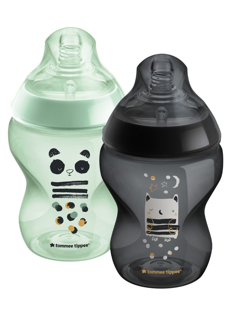 Pack Of 2 Closer To Nature Feeding Bottle 0 Months+ 260 ml Multicolor