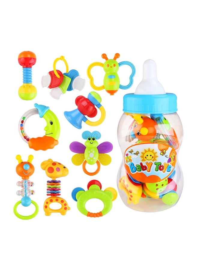 9-Piece Rattle And Teether Toy With Giant Milk Bottle