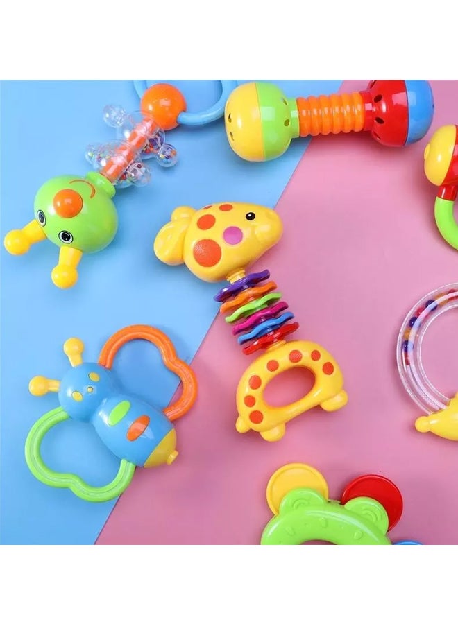 9-Piece Rattle And Teether Toy With Giant Milk Bottle
