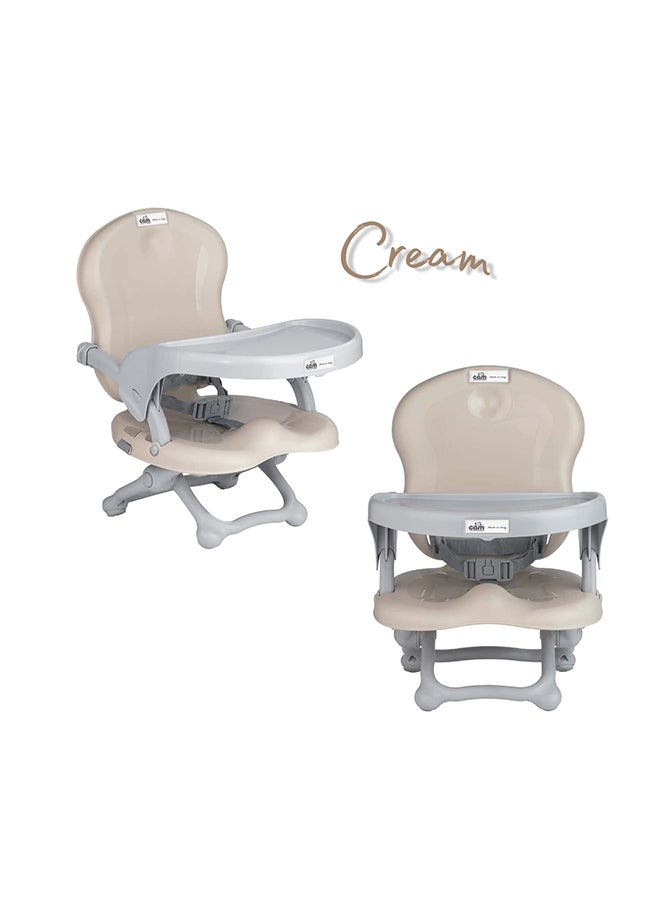Smarty Booster Baby Feeding Chair, Snack Seat, Smart Pop, Portable, Booster Seat With Tray Eating, Dinning Lightweight, Compact Fold, Travel, Camping - Cream