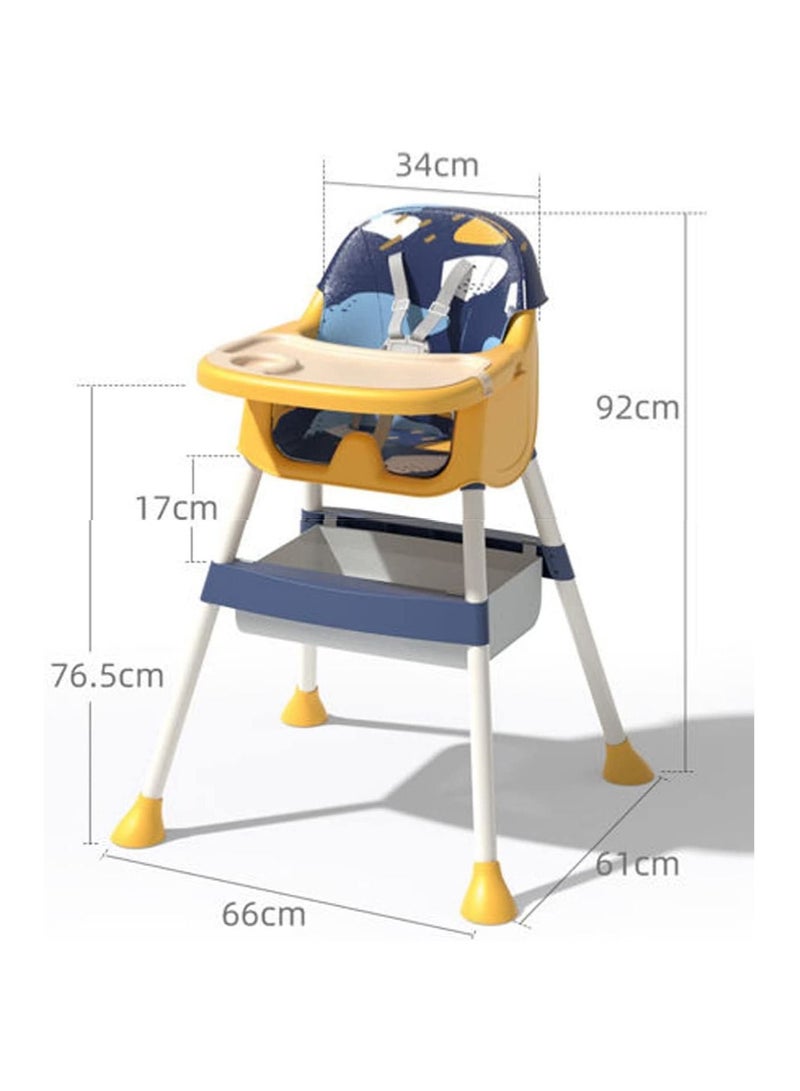 Adjustable Baby High Chair for Dinning 3 in 1 Rest chair and Playing Toys(Crown Pink)