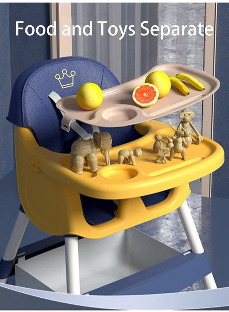 Adjustable Baby High Chair for Dinning 3 in 1 Rest chair and Playing Toys(Crown Pink)