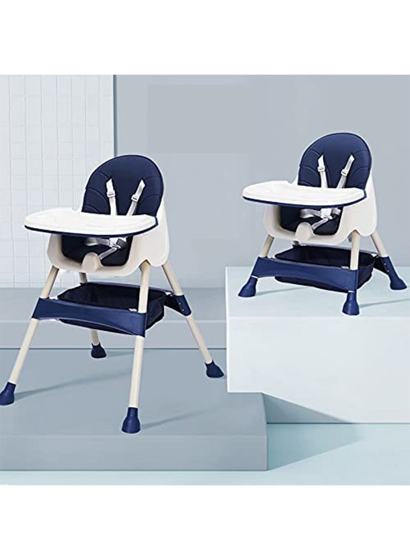 Adjustable Baby High Chair for Dinning 3 in 1 Rest chair and Playing Toys(Navy Blue)