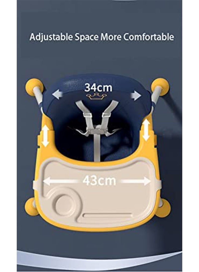 Adjustable Baby High Chair for Dinning 3 in 1 Rest chair and Playing Toys(Crown Blue)