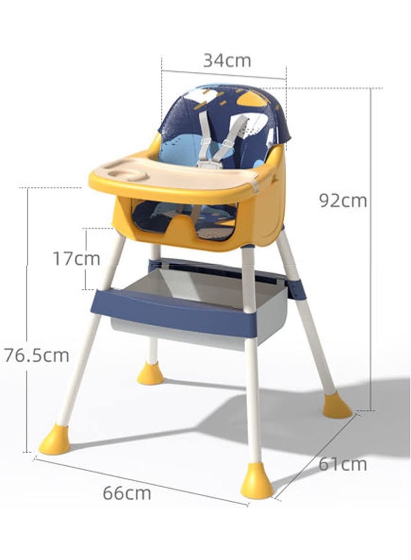Adjustable Baby High Chair for Dinning 3 in 1 Rest chair and Playing Toys(Crown Blue)