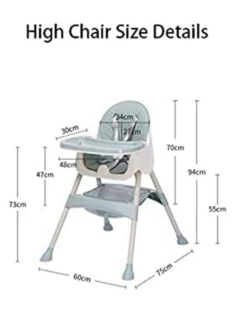 Adjustable Baby High Chair for Dinning 3 in 1 Rest chair and Playing Toys(Light Blue)