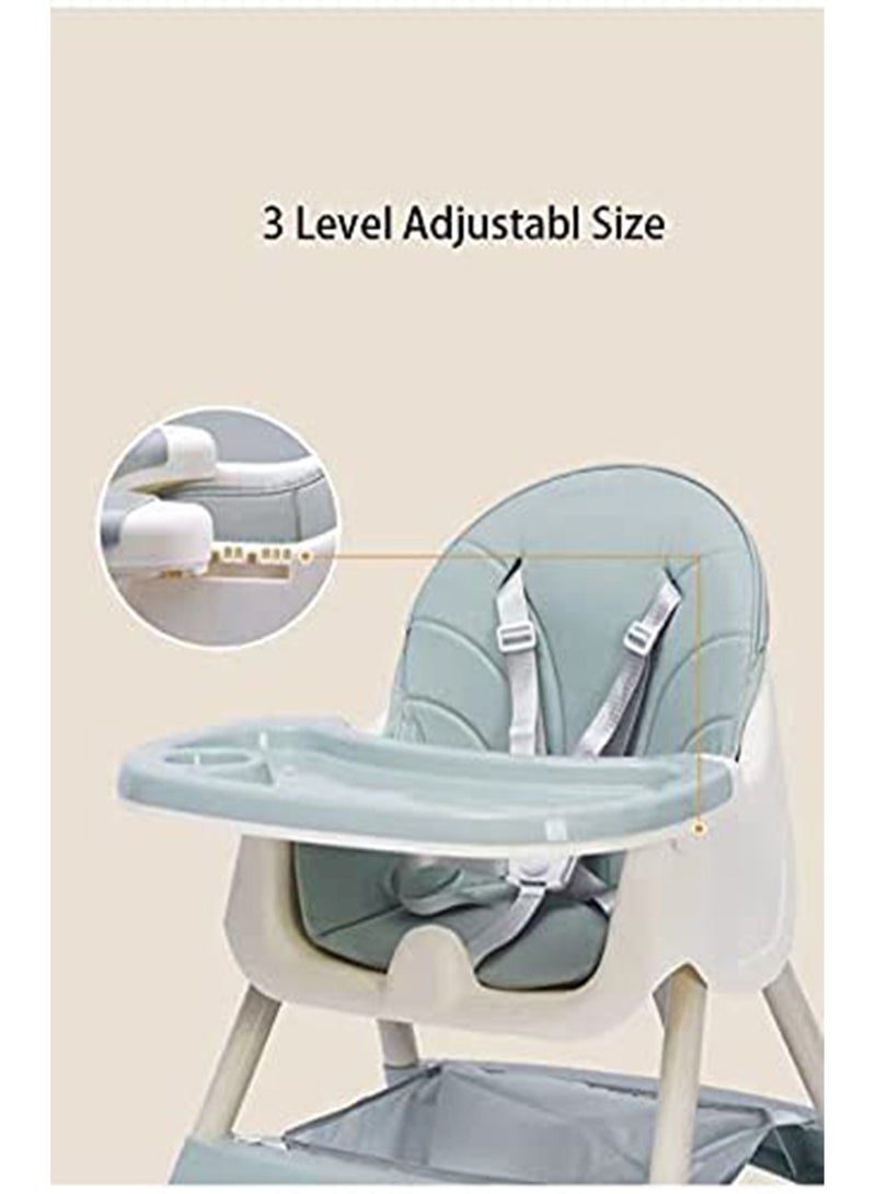 Adjustable Baby High Chair for Dinning 3 in 1 Rest chair and Playing Toys(Light Blue)