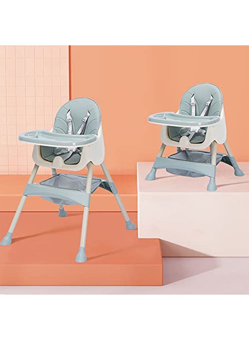 Adjustable Baby High Chair for Dinning 3 in 1 Rest chair and Playing Toys(Light Blue)