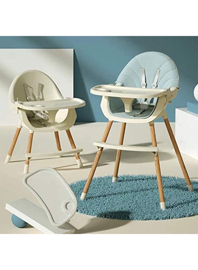Baby Dining Chair 3-in-1 Portable High Chairs (White and Blue)