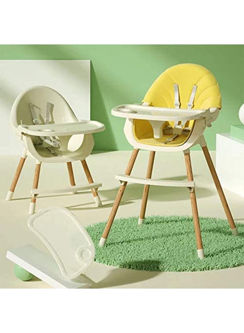 Baby Dining Chair 3-in-1 Portable High Chairs (White and Yellow)