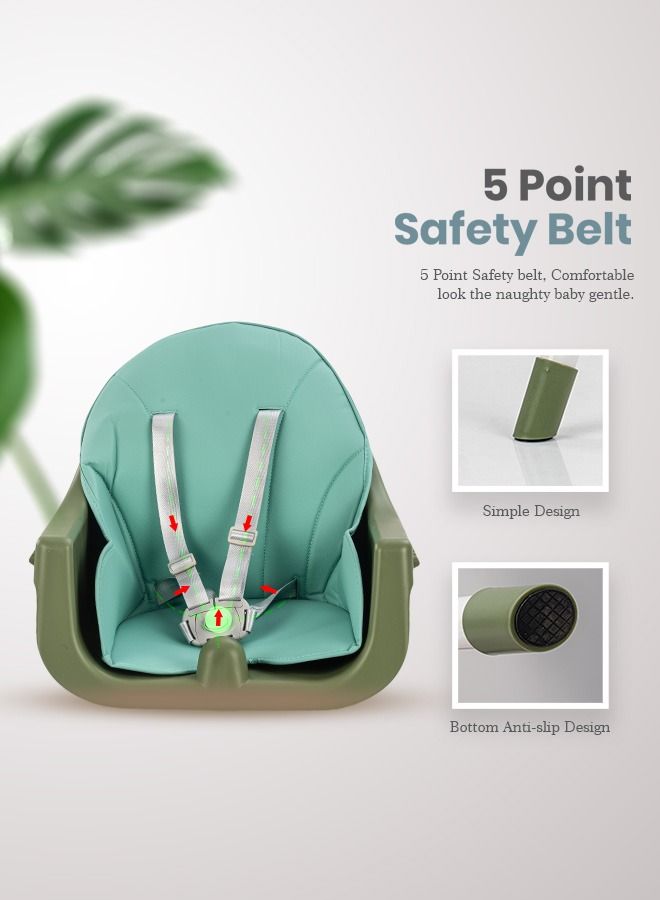 2 In 1 Manta Baby High Chair For Kids Baby Feeding Chair With 2 Adjustable Height Footrest Safety Belt Baby Booster Seat For Baby With Tray Kids High Chair For Baby 6 Months To 4 Years Green