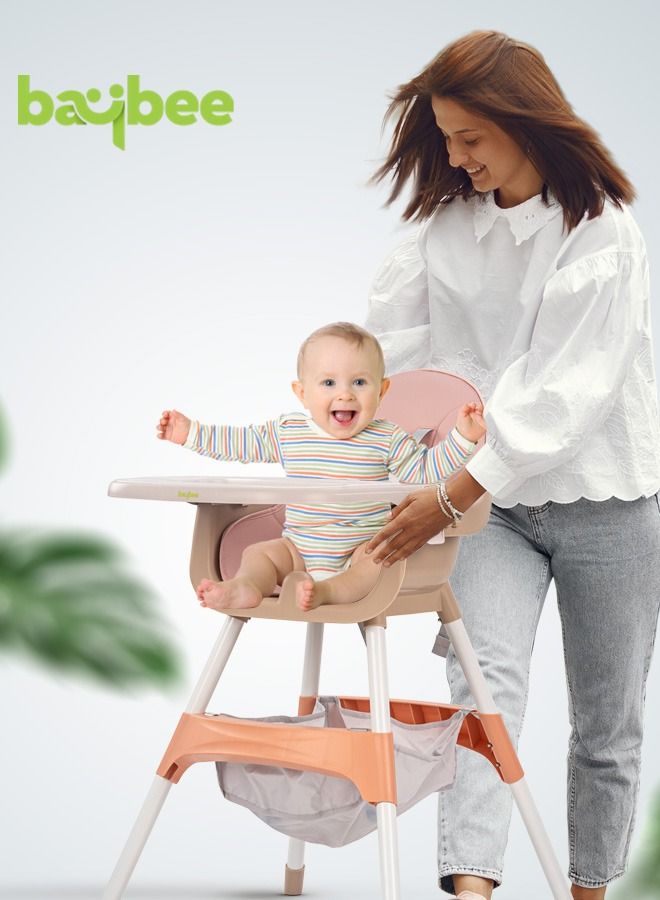 2 in 1 Manta Baby High Chair for Kids Baby Feeding Chair with 2 Adjustable Height Footrest Safety Belt Baby Booster Seat for Baby with Tray Kids High Chair for Baby 6 Months to 4 Years Pink