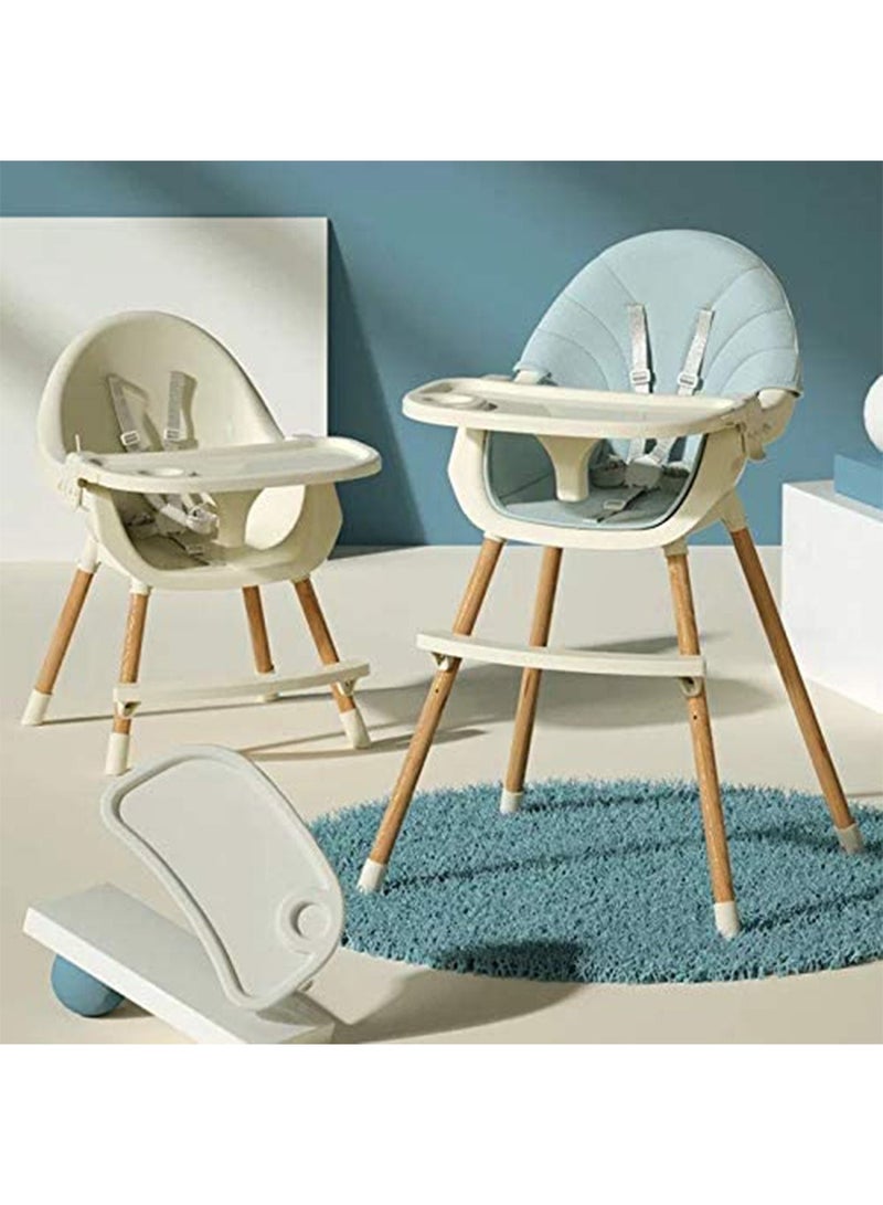 3 in1 HighChair for Babies and Toddlers Dinning Adjustable Height(White and Blue)