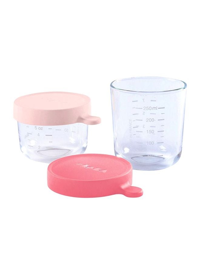 2-Piece Food Conservation Jar Set - Clear/Pink/Peach