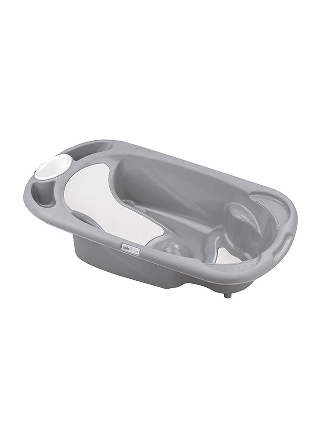 Baby Bagno Bath Tub - Gray, Bathtime For Baby, Soap And Sponge Trays, Shower Accessory, Support Feet, Plug To Drain The Water, From 0 To 12 Months, Made In Italy